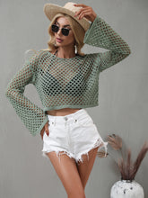 Load image into Gallery viewer, Bali Openwork Flare Sleeve Cropped Cover Up