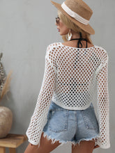 Load image into Gallery viewer, Bali Openwork Flare Sleeve Cropped Cover Up