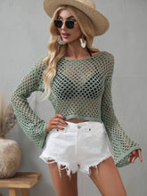 Load image into Gallery viewer, Bali Openwork Flare Sleeve Cropped Cover Up