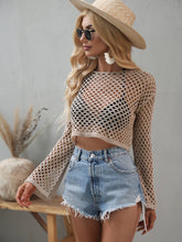 Load image into Gallery viewer, Bali Openwork Flare Sleeve Cropped Cover Up