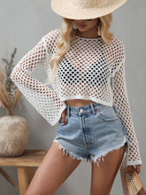 Load image into Gallery viewer, Bali Openwork Flare Sleeve Cropped Cover Up