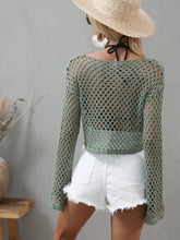 Load image into Gallery viewer, Bali Openwork Flare Sleeve Cropped Cover Up