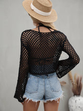 Load image into Gallery viewer, Bali Openwork Flare Sleeve Cropped Cover Up