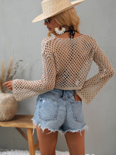 Load image into Gallery viewer, Bali Openwork Flare Sleeve Cropped Cover Up