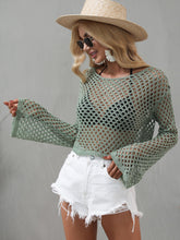 Load image into Gallery viewer, Bali Openwork Flare Sleeve Cropped Cover Up