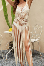 Load image into Gallery viewer, Monique Cutout Fringe Scoop Neck Cover-Up
